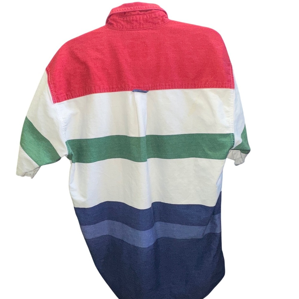 Chaps Ralph Lauren Mens Vintage 90s Colorblock Striped Short Sleeve Shirt Large - Picture 5 of 5